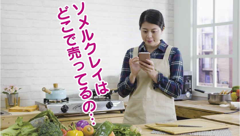 ソメルクレイはどこで売ってるのとスマホで探す女性